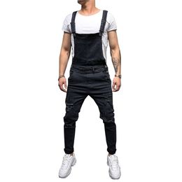 Fashion Men's Ripped Jeans Jumpsuits Hi Street Distressed Denim Bib Overalls For Man Suspender Pants Size S-XXXL X0621