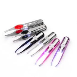 LED Eyebrow Tweezer Make Up Stainless Steel With Smart Light Non-slip Eyelash Beauty Tool Accessories