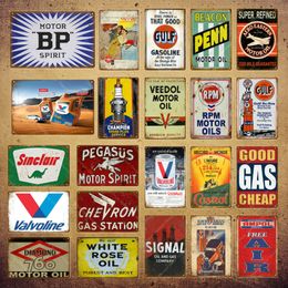 Metal Painting Valvoline Gulf Gas Plaque Motor Oil Gasoline Tin Signs Vintage Garage Wall Poster Bar Pub Club Home Decoration Funny Designed Size 30X20cm