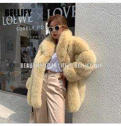 Women's Fur & Faux Famous Italy Design Fashionable Big Collar Natural Striped Coats Plus Size
