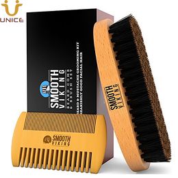 MOQ 100 PCS Custom Personal LOGO Hair Combs Brush Amazon Beard Set in Black Gift Box with Printing for Gentlemen Styling