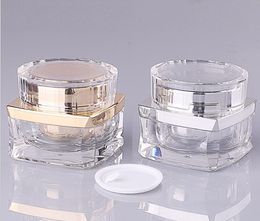 15g Acrylic Gold Cream bottle Jar Container Empty Plastic Cosmetic Packaging