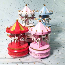 Romantic Carousel Christmas New Year Party Creative Baking Cake Decorative Ornaments Music Box Scene Dress Up Birthday Gift Wind-up Toys