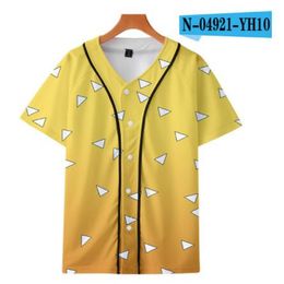 Custom Baseball Jersey Mens Buttons Homme T-shirts 3D Printing Shirt Streetwear Tees Shirts Hip Hop Clothes Front and Back Print 072