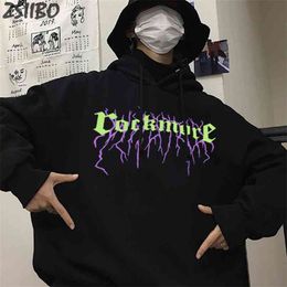 Oversize Hip Hop Men' Hoodies Gothic Unisex Punk Letter Funny Print Harajuku Hooded Male Sweatshirt Streetwear Coat Vintage Tops 210813