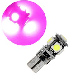 50Pcs Purple T10 W5W 5050 5SMD LED Canbus Error Free Bulbs For 192 168 194 Clearance Lamps Licence Plate Lights 12V