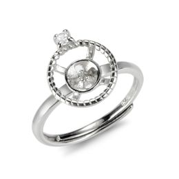 Circle Round Ring Semi Mount Settings 925 Sterling Silver Jewelry Blanks Base DIY Pearl 5 Pieces