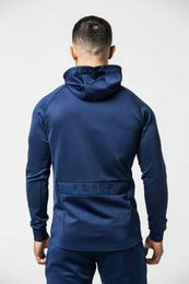 Men's Gym Zip Jacket Blue and Grey / Active Wear Y0831