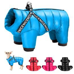 Small Pet Dog Coat Jacket With Harness Winter Warm Dog Clothes For Bulldog Chihuahua Outfits Waterproof Dog Clothing Jackets 211013