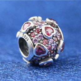 925 Sterling Silver Valentine's Day Explosion of Love Charm Bead Fits European Pandora Jewelry Charm Bracelets and Necklaces