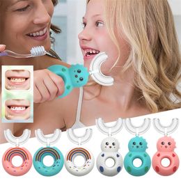 360° Baby U shape Toothbrush Keepsakes Doughnut Manual Toothbrushes Kids Cartoon Silicone Safety Teeth Tooth Brush 20220223 H1