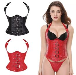 Women's Shapers Plus Size S-6XL Sexy Halter Leather Corsets Waist Trainer Gothic Underbust Bustier And Corset For Tops Women Steampunk Corse