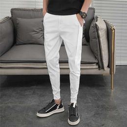 Korean Summer Pants Men Fashion Design Slim Fit Men Harem Pants Ankle Length Solid All Match Hip Hop Joggers Trousers Men 211201