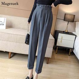 Fashion High Waist Pants Autumn Korean Slim Straight Harlan Women Casual Solid For Trousers 11475 210512