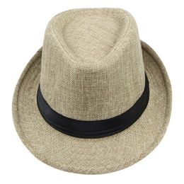 Hats Women Men Spring And Summer Jazz Outdoor Linen Hat Panama Ladies Fedoras Top Scarf In Wide Brim
