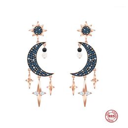 Fashion Charm Sterling Silver Original 1:1 Copy, Mysterious Moon Stars Flexible Wild Earrings Women Luxury Jewellery Gifts Stud