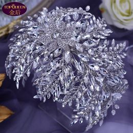 All Diamond Flower Hoop Big Tiara Luxury Hair Ladies Jewellery Crowns Princess Rhinestone Bride Wedding Accessories Women Crowns Headpieces