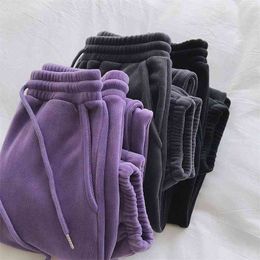 Pants Women Sportswear Winter Thick Fleece Warm Female Casual Loose Long Harem Trousers High Waist Woman 210925