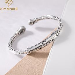Silver Color Vintage Adjustable Open Cuff Bracelet Bangles For Men Women Jewelry Gift Unisex Accessories Hip Pop