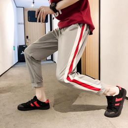 Men's Pants Autumn Trend Stripe Printing Leisure Sports Bound Feet Trousers Active Elastic Hip Hop Joggers Sweatpants