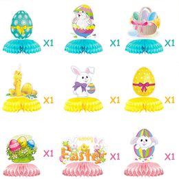 Easter Party Honeycomb Ornaments Home Office Table Rabbit Eggs Paper Table Topper Household Decoration