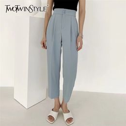 Minimalist White Harem Pants For Women High Waist Casual Loose Trouser Female Fashion Clothing Spring Style 210521