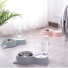 1pcs Dual Port Dog Cat Pets Automatic Water Dispenser Feeder Bowl Utensils Pet Drinking Water Feeder Bowl DropShipping Y200922