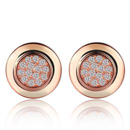 Stud Earring Round Earrings For Women Fashion Retro Jewellery Geometric Pattern Full Drill Zircon Rose Gold Earings Gifts