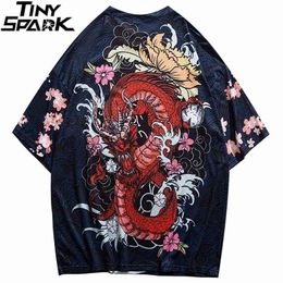 Men T Shirt Streetwear Fire Dragon T-Shirt Hip Hop Harajuku Tshirt Summer Beach Tops Tees Short Sleeve Thin Blue Hispter 210324