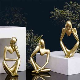 Forgetive Resin Statues Creative Abstract Thinker People Sculptures Miniature Figurines Craft Office Home Decoration Accessories 210827