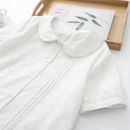 Hsa Women Blouses Summer Tops Casual White Shirts Button Cotton Top Loose Long Sleeve Yarn Shirt Blusas Blouse 210430
