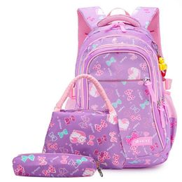 Conjunto de bolsas de 6-12 años para niña Punto de moda Linda arco mochila Bolsas de inicio