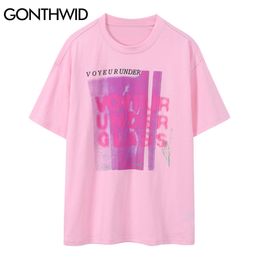 Tee Shirts Streetwear Creative Graffiti Print Punk Rock Gothic Tshirts Hip Hop Harajuku Casual Cotton Short Sleeve Tops 210602