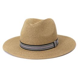 mens outdoor straw hats UK - Wide Brim Hats Women Men Outdoor Sea Beach Spring Summer British Classic Jazz Panama Straw Hat Party Unisex Solid
