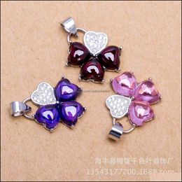 Pendant Necklaces & Pendants Jewelry S925 Sterling Sier Diamond Inlaid Clover 18 * 16Mm Red Corundum Diy Bracelet Aessories Drop Delivery 20