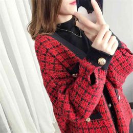 Cardigan Autumn And Winter Coat Women's Large Size Loose V-neck Korean Sweater Female 210427