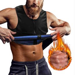 Men's Vest Waist Trainer Weight Loss Polymer Sauna Suit for Fitness Heat Trapping Zipper Sweat Enhancing Workout Tank