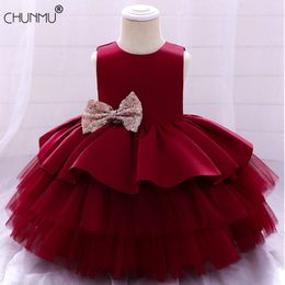 Girls Dress Kids es For Clothing Wedding Gown Sequin Flower Elegant Party Princess Children Vestidos 210508