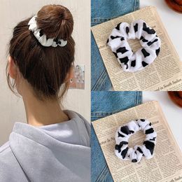 Cow Black White Plush Elastic Hair Bands Curling Hair Tie Ring Loop Ponytail Holder Scrunchie Rubber Hair Rope Band Headwear