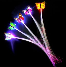 Butterfly LED Fiber Optic Lights up Flashing Hair Flash Barrettes Clip braids Party Christmas Supplies