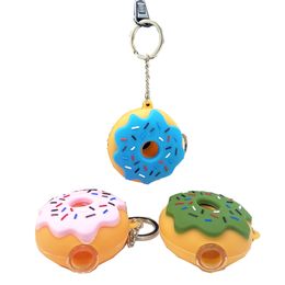 Colorful Creative Doughnut Smoking tobacco Pipe protable Key Chain smoking pipe with glass bowl