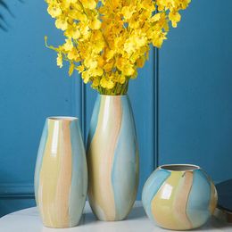porcelain flower vases UK - Vases Simple Modern Ceramics Rainbow Design Flower Vase Decorative Porcelain Ornament Gift And Craft Home Decor