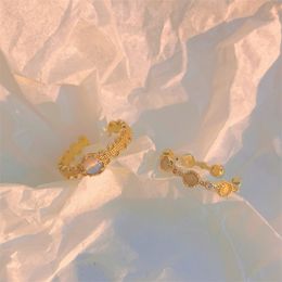 -Design jóias coreano Dongdamen temperamento opal anel de duas peças Definir personalidade estudante versátil melhor amigo Diário Ins luz de luxo tendência