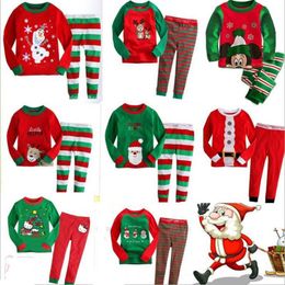 light green colours Canada - Clothing Sets Santa Claus Children's Autumn And Winter Home Suit Pajamas Cotton Lycra Christmas
