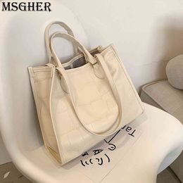 Large Capacity Shoulder Bag for Women 2021 New Hip Temperament Fashion Stone Grain Tote Bag High Quality Casual Shopper Simple