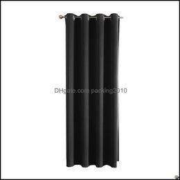 Curtain & Drapes Home Deco El Supplies Garden 1 Piece Black Thick Blackout Curtains For The Living Room Ready Made Drapery Solid Design Grey