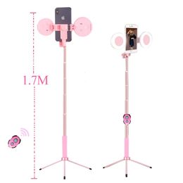 1.7m Extendable Live Tripod Selfie Stick Support LED Ring Light Stand 4 in 1 With Phone Mount Phone Holder Stand For Smartphone