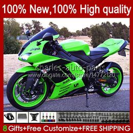 Motorcycle Fairings For KAWASAKI NINJA ZX-10R ZX1000 ZX 10R 10 R 1000 CC 2006-2007 Bodywork 14No.75 ZX1000C ZX10R 06 07 ZX1000CC 1000CC 2006 2007 Bodys kit Green stock