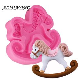 Cake Tools 1Pcs 3D Trojan Horse Shape Silicone Fondant Moulds Baby Birthday Decorating Gumpaste Chocolate Moulds D0731