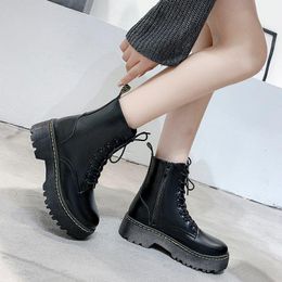 Boots Brand Women Ankle Winter Platform Shoes Woman Black All-match Wearable Non-slip Fashion Ladies 2021